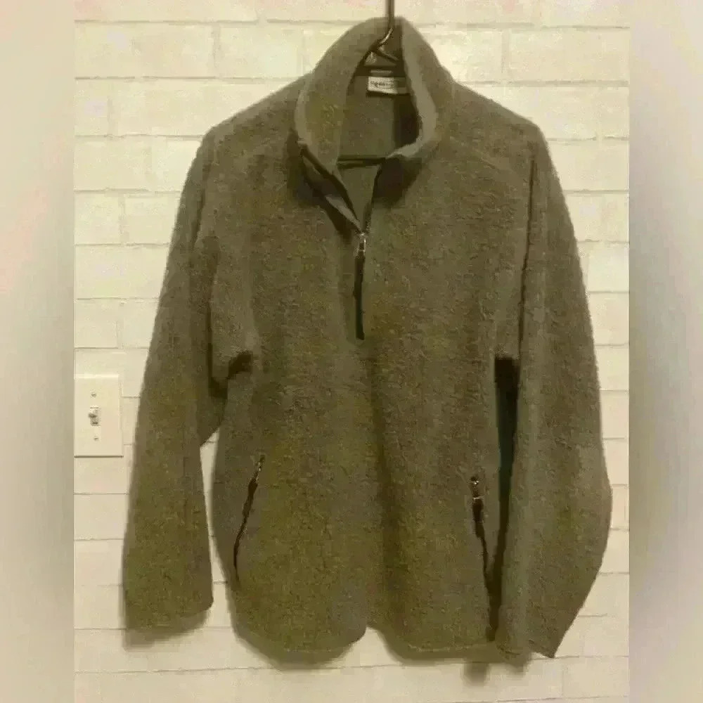 Obermeyer Olive Zip-Up Sherpa Fleece Pullover